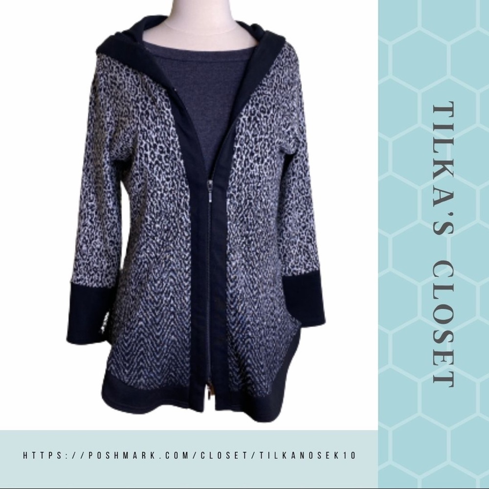 Michael Taylor leopard print fitted zip-up hoodie jacket